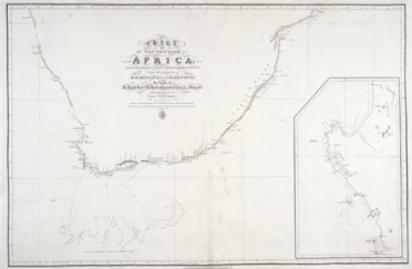  British Admiralty : Carte of the South Coast of Africa between the latitudes of 24 & 40 S and the Longitudes of 13& 42E...under the direction of Capt.n W.F.W.Owen from 1822 to 1826.  - Asta Stampe, disegni e dipinti antichi, moderni e contemporanei - Libreria Antiquaria Gonnelli - Casa d'Aste - Gonnelli Casa d'Aste