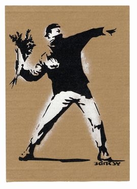  Banksy  (Bristol, 1974) : The flower thrower.  - Asta Arte Moderna e Contemporanea - Libreria Antiquaria Gonnelli - Casa d'Aste - Gonnelli Casa d'Aste
