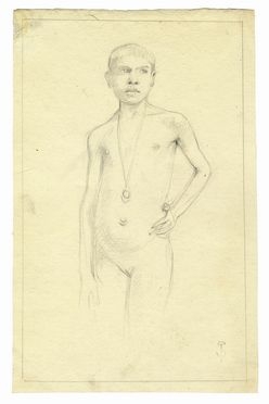  Telemaco Signorini  (Firenze, 1835 - 1901) : Nudo di bambina con collana.  - Asta Arte Moderna e Contemporanea - Libreria Antiquaria Gonnelli - Casa d'Aste - Gonnelli Casa d'Aste