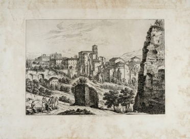  Bartolomeo Pinelli  (Roma, 1781 - 1835) : Veduta del Colle Celio presa dal Palatino.  - Asta Arte Moderna e Contemporanea - Libreria Antiquaria Gonnelli - Casa d'Aste - Gonnelli Casa d'Aste