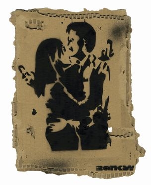  Banksy  (Bristol, 1974) : Lovers with smartphones.  - Asta Arte Moderna e Contemporanea - Libreria Antiquaria Gonnelli - Casa d'Aste - Gonnelli Casa d'Aste