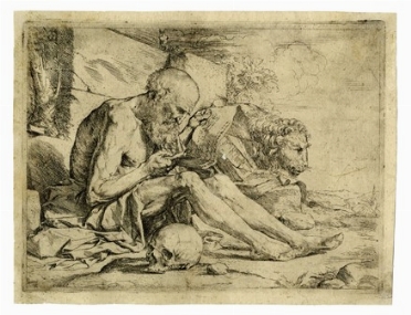 Jusepe (de) Ribera  (Xtiva, 1591 - Napoli, 1652) : San Gerolamo in lettura.  - Asta Arte Antica, Moderna e Contemporanea - PARTE I - Libreria Antiquaria Gonnelli - Casa d'Aste - Gonnelli Casa d'Aste