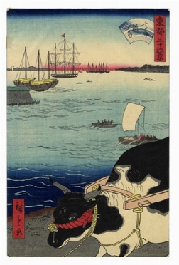  Utagawa Hiroshige II (Shigenobu)  (Suzuki Chinpei, 1826 - Yokohama, 1869) : Takanawa kaigan (La spiaggia a Takanawa).  - Auction 	Ancient, modern and contemporary art - Libreria Antiquaria Gonnelli - Casa d'Aste - Gonnelli Casa d'Aste