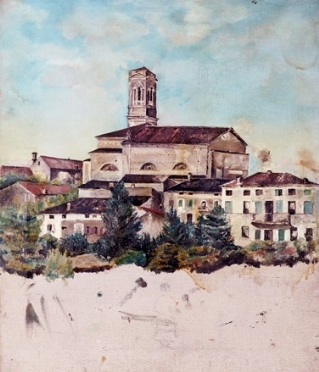  Angelo Dall'Oca Bianca  (Verona, 1858 - 1942) : Il campanile.  - Asta Arte Antica, Moderna e Contemporanea - PARTE II - Libreria Antiquaria Gonnelli - Casa d'Aste - Gonnelli Casa d'Aste