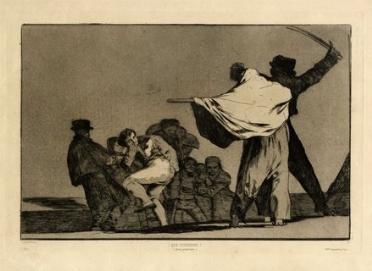  Francisco Goya y Lucientes  (Fuendetodos,, 1746 - Bordeaux,, 1828) : Que guerrero! (Disparate conocido).  - Asta Arte antica, Orientalia e Cartografia [ASTA A TEMPO - PARTE I] - Libreria Antiquaria Gonnelli - Casa d'Aste - Gonnelli Casa d'Aste