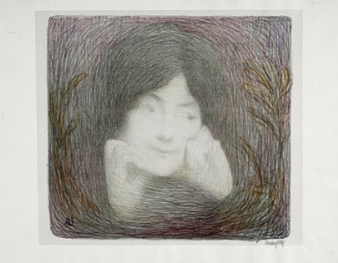  Edmond Franois Aman-Jean  (Chevry-Cossigny, 1860 - 1935) : Reverie.  - Asta Arte Moderna e Contemporanea [Parte II] - Libreria Antiquaria Gonnelli - Casa d'Aste - Gonnelli Casa d'Aste