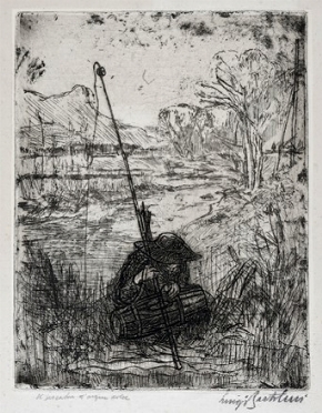  Luigi Bartolini  (Cupramontana, 1892 - Roma, 1963) : Il pescatore d'acqua dolce.  - Asta Arte Moderna e Contemporanea [Parte II] - Libreria Antiquaria Gonnelli - Casa d'Aste - Gonnelli Casa d'Aste
