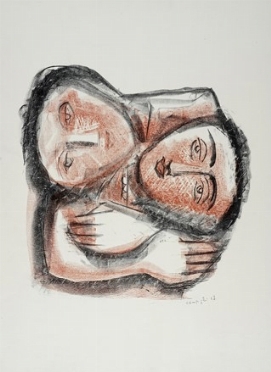  Massimo Campigli  (Berlino, 1895 - Saint-Tropez, 1971) : L'abbraccio.  - Asta Arte Moderna e Contemporanea [Parte II] - Libreria Antiquaria Gonnelli - Casa d'Aste - Gonnelli Casa d'Aste