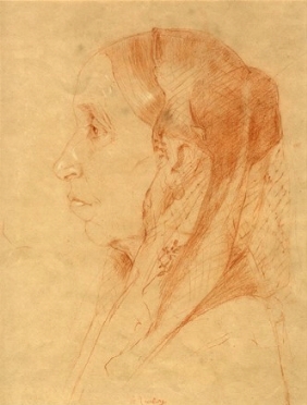  Friedrich Amerling (von)  (Vienna, 1803 - 1887) : Ritratto femminile di profilo.  - Asta Arte Antica [Parte I] - Libreria Antiquaria Gonnelli - Casa d'Aste - Gonnelli Casa d'Aste