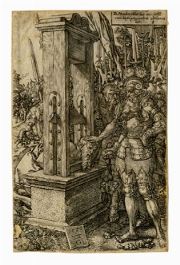  Heinrich Aldegrever  (Paderborn, 1502 - Soest, 1560) : Tito Manlio Torquato ordina l'esecuzione del proprio figlio.  - Asta Arte Antica [Parte I] - Libreria Antiquaria Gonnelli - Casa d'Aste - Gonnelli Casa d'Aste