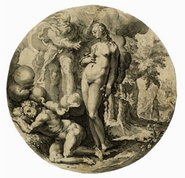  Jan Harmensz Muller  (Amsterdam, 1571 - 1628) : Il VI giorno. Dio crea Adamo ed Eva.  - Asta Arte Antica [Parte I] - Libreria Antiquaria Gonnelli - Casa d'Aste - Gonnelli Casa d'Aste