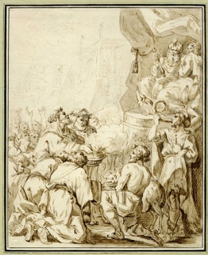  Anonimo del XVIII secolo : Scena di sacrificio.  - Asta Arte Antica [Parte I] - Libreria Antiquaria Gonnelli - Casa d'Aste - Gonnelli Casa d'Aste