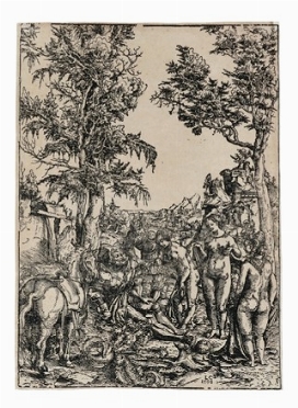  Lucas Cranach (il Vecchio)  (Kronach, 1472 - Weimar, 1553) : Il giudizio di Paride.  - Auction Ancient Art [I Part] - Libreria Antiquaria Gonnelli - Casa d'Aste - Gonnelli Casa d'Aste