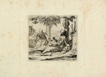  Elisabetta Sirani  (Bologna, 1638 - 1665) : Riposo durante la fuga in Egitto.  - Auction Ancient Art [I Part] - Libreria Antiquaria Gonnelli - Casa d'Aste - Gonnelli Casa d'Aste