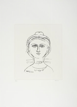  Massimo Campigli  (Berlino, 1895 - Saint-Tropez, 1971) : Volto di Donna.  - Asta Arte Moderna e Contemporanea [Parte II] - Libreria Antiquaria Gonnelli - Casa d'Aste - Gonnelli Casa d'Aste