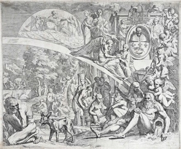  Pietro Testa  (Lucca, 1611 - Roma, 1650) : Allegoria in onore di Innocenzo X.  - Asta Arte Antica [Parte I] - Libreria Antiquaria Gonnelli - Casa d'Aste - Gonnelli Casa d'Aste