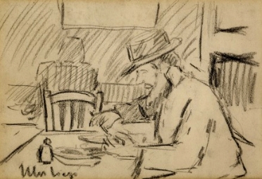  Luigi Levi (detto Ulvi Liegi)  (Livorno, 1858 - 1939) : Uomo a tavola.  - Asta Arte Moderna e Contemporanea [Parte II] - Libreria Antiquaria Gonnelli - Casa d'Aste - Gonnelli Casa d'Aste