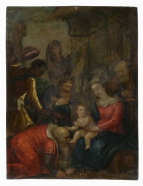  Italian school, 17th century : Adorazione dei Magi.  - Auction Ancient Art [I Part] - Libreria Antiquaria Gonnelli - Casa d'Aste - Gonnelli Casa d'Aste