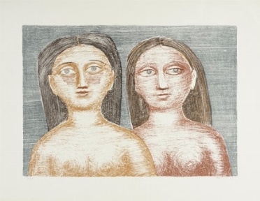  Massimo Campigli  (Berlino, 1895 - Saint-Tropez, 1971) : Le due sorelle.  - Asta Arte Moderna e Contemporanea [Parte II] - Libreria Antiquaria Gonnelli - Casa d'Aste - Gonnelli Casa d'Aste