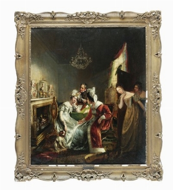  Charles Robert Leslie  (Londra, 1794 - Abercorn Place, 1859) : The tale bearer.  - Asta Arte Moderna e Contemporanea [Parte II] - Libreria Antiquaria Gonnelli - Casa d'Aste - Gonnelli Casa d'Aste