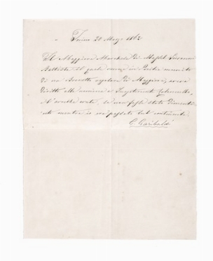  Garibaldi Giuseppe : Lettera manoscritta con firma autografa.  - Asta Libri, autografi e manoscritti - Libreria Antiquaria Gonnelli - Casa d'Aste - Gonnelli Casa d'Aste