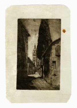  Telemaco Signorini  (Firenze, 1835 - 1901) : Vicolo.  - Asta Arte Antica, Moderna e Contemporanea [Parte II] - Libreria Antiquaria Gonnelli - Casa d'Aste - Gonnelli Casa d'Aste
