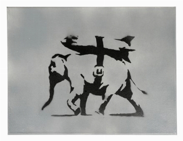  Banksy  (Bristol, 1974) : Heavy Weaponry (grey).  - Asta Arte Antica, Moderna e Contemporanea [Parte II] - Libreria Antiquaria Gonnelli - Casa d'Aste - Gonnelli Casa d'Aste