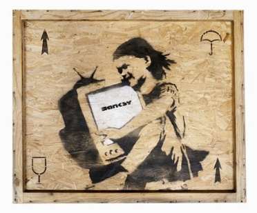  Banksy  (Bristol, 1974) : TV Girl.  - Asta Arte Antica, Moderna e Contemporanea [Parte II] - Libreria Antiquaria Gonnelli - Casa d'Aste - Gonnelli Casa d'Aste