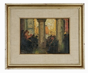  Luca Albino  (Maiori, 1884 - 1952) : Figure sotto al colonnato.  - Auction Modern  [..]