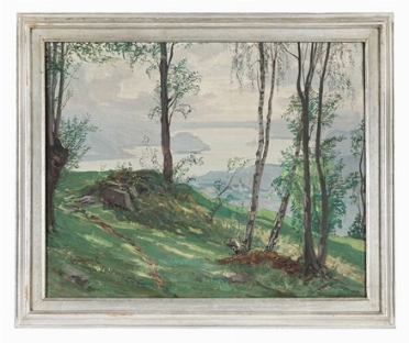  Carlo Casanova  (Crema, 1871 - Quarna Sotto, 1950) : Paesaggio.  - Auction Modern  [..]