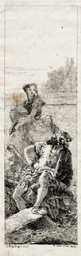  Giandomenico Tiepolo  (Venezia,, 1726 - 1804) : Uomo seduto e donna che porta un vaso.  - Asta Arte Antica [Parte I] - Libreria Antiquaria Gonnelli - Casa d'Aste - Gonnelli Casa d'Aste