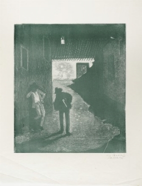 Giuseppe Biasi  (Sassari, 1885 - Adorno Micca, 1945) : Serenata notturna.  - Asta Arte Moderna e Contemporanea [Parte II] - Libreria Antiquaria Gonnelli - Casa d'Aste - Gonnelli Casa d'Aste