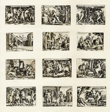  Hans Sebald Beham  (Norimberga,, 1500 - Francoforte,, 1550) : Le fatiche di Ercole.  [..]