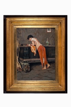  Ludovico Pogliaghi  (Milano, 1857 - Varese, 1950) : Donna con pulcino.  - Asta Arte Moderna e Contemporanea [Parte II] - Libreria Antiquaria Gonnelli - Casa d'Aste - Gonnelli Casa d'Aste