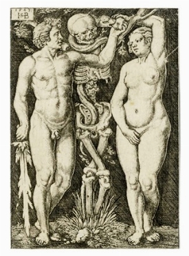  Hans Sebald Beham  (Norimberga,, 1500 - Francoforte,, 1550) : Adamo ed Eva.  -  [..]