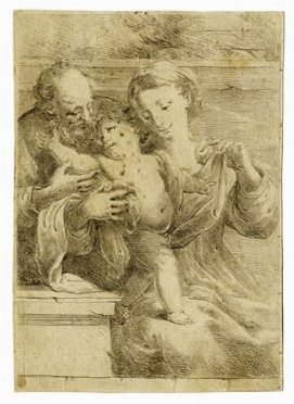  Bartolomeo Biscaino  (Genova,  - 1657) : Sacra Famiglia.  - Auction Ancient Art  [..]