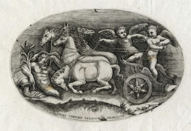  Adamo Scultori  (Mantova,  - Roma, 1587) : Due putti su carro tirato da cinque cavalli.  - Asta Arte Antica [Parte I] - Libreria Antiquaria Gonnelli - Casa d'Aste - Gonnelli Casa d'Aste