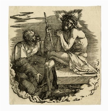  Albrecht Drer  (Norimberga,, 1471 - 1528) : Cristo, uomo dei dolori, deriso da  [..]