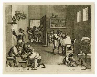  Coryn Bol o Boel  (Anversa,  - Bruxelles, 1688) : La bottega del barbiere - chirurgo.  - Asta Arte Antica [Parte I] - Libreria Antiquaria Gonnelli - Casa d'Aste - Gonnelli Casa d'Aste