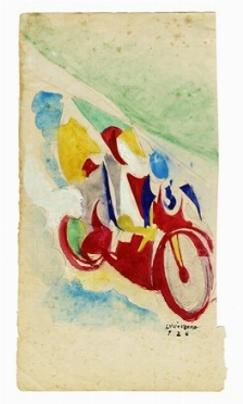  Lucio Venna Landsmann  (Venezia, 1897 - Firenze, 1974) : Studio per Il Motociclista in movimento.  - Asta Arte Moderna e Contemporanea [Parte II] - Libreria Antiquaria Gonnelli - Casa d'Aste - Gonnelli Casa d'Aste