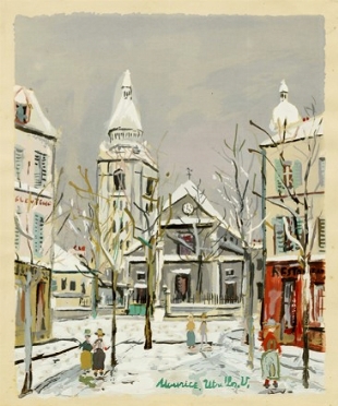  Maurice Utrillo  (Parigi, 1883 - 1955) : L' Eglise Saint Pierre.  - Asta Arte Moderna e Contemporanea [Parte II] - Libreria Antiquaria Gonnelli - Casa d'Aste - Gonnelli Casa d'Aste