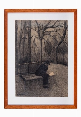  Fillide Levasti Giorgi  (Firenze, 1883 - 1966) : Uomo che legge sulla panchina.  - Asta Arte Moderna e Contemporanea [Parte II] - Libreria Antiquaria Gonnelli - Casa d'Aste - Gonnelli Casa d'Aste