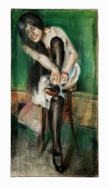  Gino Piccioni  (Foligno, 1873 - Biella, 1941) : Donna seduta.  - Asta Arte Moderna e Contemporanea [Parte II] - Libreria Antiquaria Gonnelli - Casa d'Aste - Gonnelli Casa d'Aste