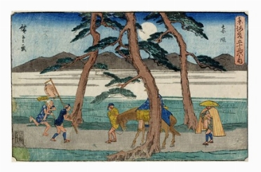  Utagawa Hiroshige I (And? Tokutar?)  (Yayosu Quay, Edo, 1797 - 1858) : Akasaka.  - Asta Arte Antica [Parte I] - Libreria Antiquaria Gonnelli - Casa d'Aste - Gonnelli Casa d'Aste