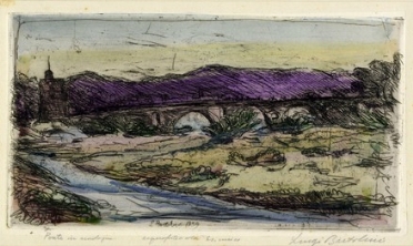  Luigi Bartolini  (Cupramontana, 1892 - Roma, 1963) : Ponte in montagna.  - Asta  [..]