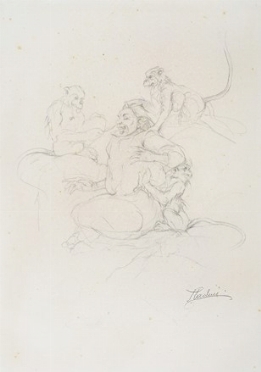  Spartaco Carlini  (Pisa, 1884 - 1949) : Donna con tre scimmie.  - Auction Modern  [..]