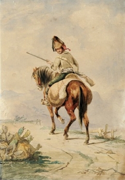  Arthur John Strutt  (Chelmsford, 1818 - Roma, 1888) : Brigante a cavallo.  - Asta Arte Moderna e Contemporanea [Parte II] - Libreria Antiquaria Gonnelli - Casa d'Aste - Gonnelli Casa d'Aste
