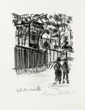  Maurice Utrillo  (Parigi, 1883 - 1955) : Personnages devant le moulin de la galette.  - Asta Arte Moderna e Contemporanea [Parte II] - Libreria Antiquaria Gonnelli - Casa d'Aste - Gonnelli Casa d'Aste