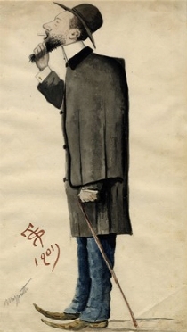  Telemaco Signorini  (Firenze, 1835 - 1901) : Uomo con pizzetto.  - Asta Arte Moderna e Contemporanea [Parte II] - Libreria Antiquaria Gonnelli - Casa d'Aste - Gonnelli Casa d'Aste