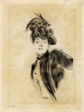  Giovanni Boldini  (Ferrara, 1842 - Parigi, 1931) : Ritratto di donna.  - Asta Arte Moderna e Contemporanea [Parte II] - Libreria Antiquaria Gonnelli - Casa d'Aste - Gonnelli Casa d'Aste